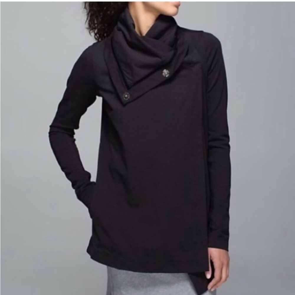 Lululemon Black Asymmetrical Cowl Neck Sweater